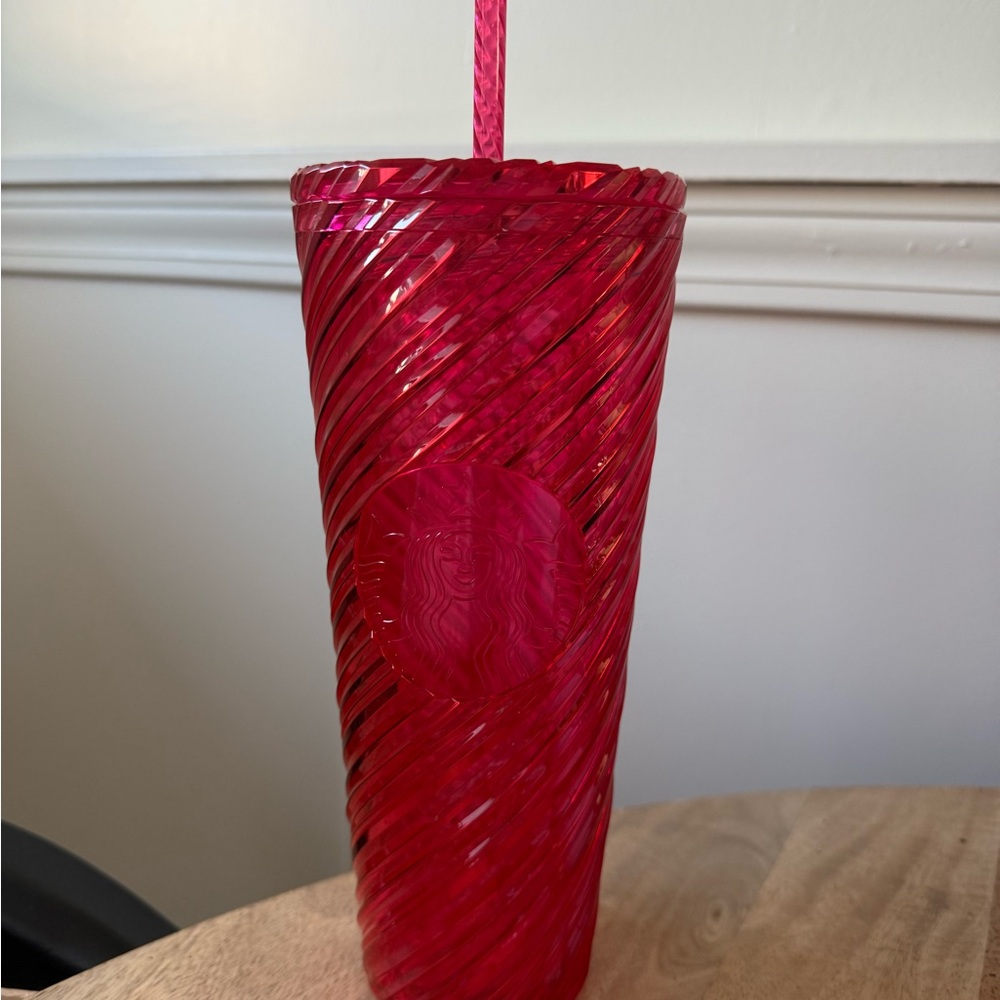 NEW Starbucks Christmas Holiday 2024 Red Swirl 24 Oz Venti Cold Cup Tumbler